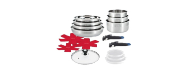Cdiscount: Batterie de cuisine ARTHUR MARTIN AM3237 - 16 pièces, inox 18/10, induction à 69,99€