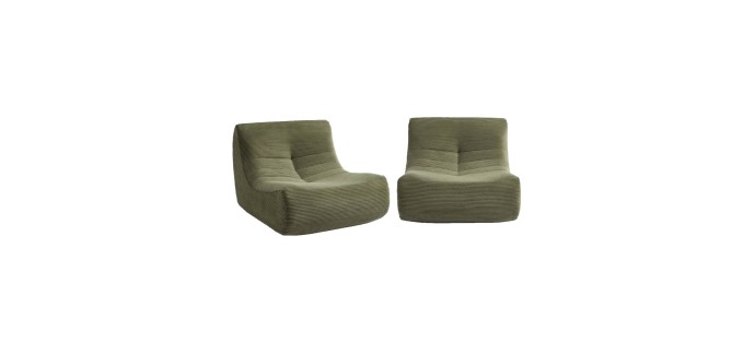 Sweeek: Chauffeuse compressée velours côtelé 2 places kaki à 329,99€ (au lieu de 549,99€)