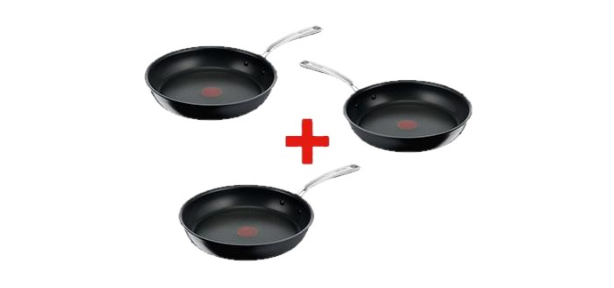 LIDL: TEFAL Set de 3 poêles - Revêtement Titanium, Thermo-Signal à 62,99€ (au lieu de 67,97€)