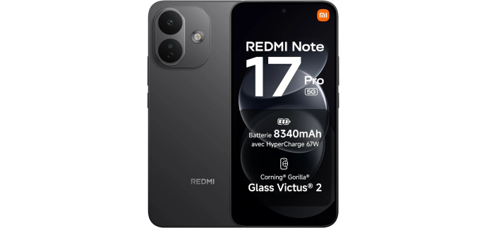 Amazon: Smartphone 6,83" Xiaomi Redmi Note 17 Pro 5G - 8 + 512 Go, noir ou violet à 310€ (au lieu de 430€)
