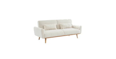 Sweeek: Canapé convertible à bouclettes crème 2 places - Couchage 180x103 cm à 279,99€ (au lieu de 399,99€)