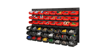 Amazon: Étagère Vevor Bac à Bec Plastique - 48 Boites de Rangement, Empilables, pour Atelier & Garage à 24,5