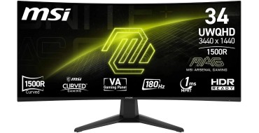 Amazon: Ecran PC Incurvé 34" MSI MAG 346CQ - UWQHD, 180Hz, 1ms à 232,51€ (au lieu de 313,12€)