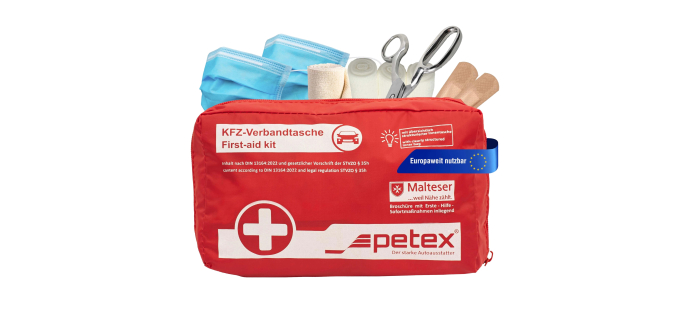 Amazon: Trousse de premiers secours Petex - Auto, Camion, Moto, Norme DIN 13164 à 11,52€