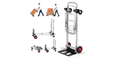 Amazon: Diable pliant 2-en-1 Vevor en aluminium - Charge 181 kg, convertible chariot plateforme, roues caout