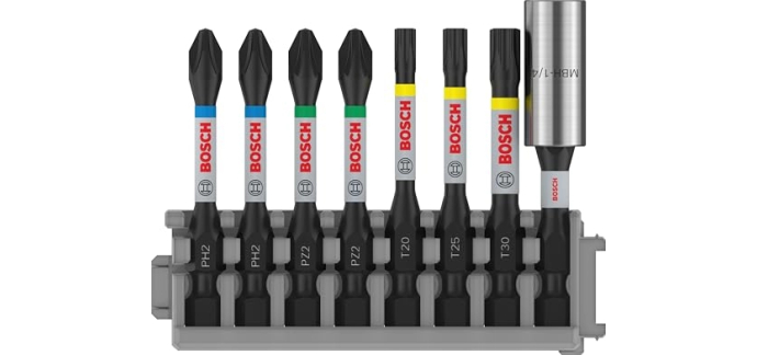 Amazon: Embouts de vissage Bosch PRO Impact 8 pièces - Avec porte-embout à 13,99€ (au lieu de 17,53€)