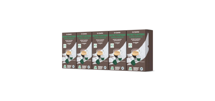 Amazon: 100 Capsules de Café Ristretto Intenso Compatibles Nespresso - Certifié Rainforest Alliance à 10,51€