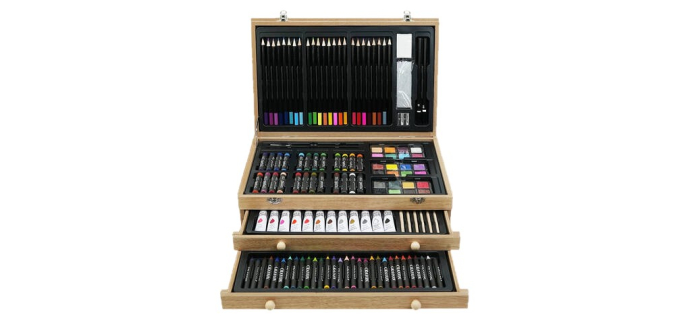 JoyBuy: Set de pinceaux en bois en coffret cadeau 175 pièces - Rouge cerise à 13,99€ (au lieu de 23,17€)