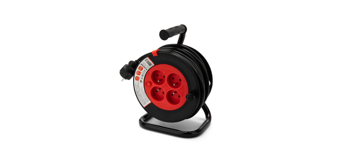 Amazon: Enrouleur de rallonge électrique Velamp Reel-FR-15 - 15 m, 4 prises IP44, fiche 16A à 18,46€