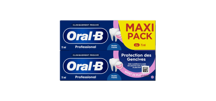 Amazon: Lot de 2 Dentifrice Oral-B Professional Protection - 2x75 ml à 3,05€ (au lieu de 5,99€)