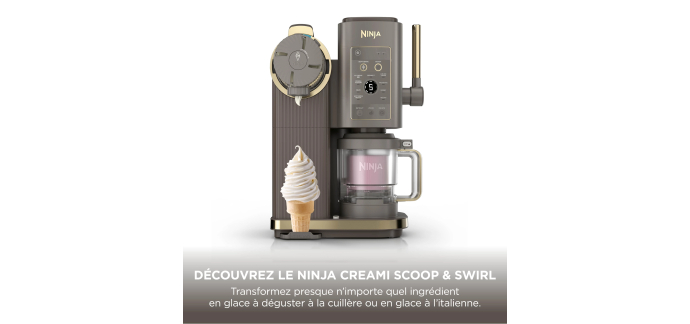 Amazon: Machine à glace Ninja Creami Scoop et Swirl - 13 modes, 2 pots à 264,99€ (au lieu de 349,99€)
