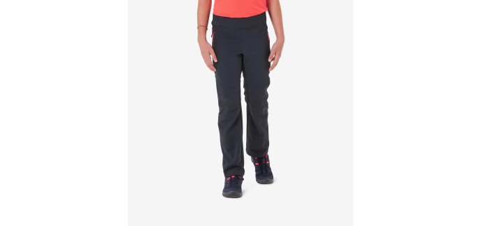 Decathlon: QUECHUA Pantalon de randonnée softshell enfant 7-15 ans, MH500 gris - noir à 17,99€