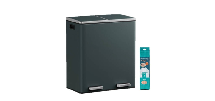 JoyBuy: JOYFURNOS Poubelle de cuisine 2 compartiments 2x30L à pédales à 79,97€ (au lieu de 199,99€)