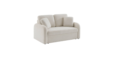 Sweeek: Canapé 2 places cosy rond, tissu bouclettes crème à 279,99€ (au lieu de 349,99€)