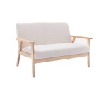 Sweeek: Banquette canapé 2 places bois et tissu bouclette crème à 103,99€ (au lieu de 129,99€)