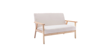 Sweeek: Banquette canapé 2 places bois et tissu bouclette crème à 103,99€ (au lieu de 129,99€)