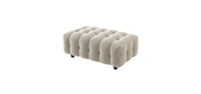 Sweeek: Pouf repose-pieds pour canapé d'angle 3 places bouclette texturée beige à 139,99€