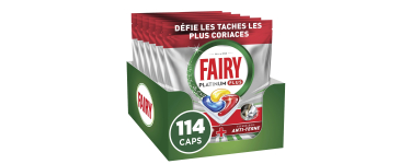 Amazon: Lot de 114 Tablettes Lave-Vaisselle Fairy Platinum Plus - Tout-en-1, Parfum Citron à 17,95€