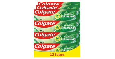 Amazon: Lot de 12 tubes de 75ml de dentifrice Colgate Fraîcheur Chlorophylle - Protection Émail à 11,56€