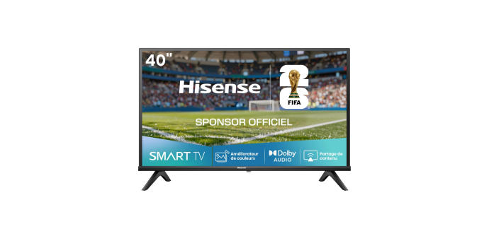 Amazon: TV 40" LED Hisense 40A4Q 2025 - Full HD, Smart TV à 149€ (au lieu de 234,47€)