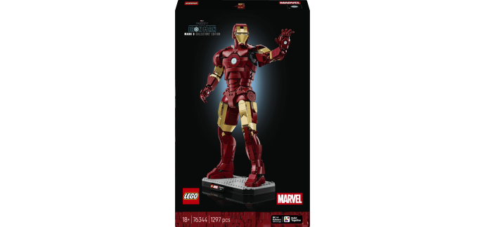 Amazon: LEGO® Iron Man Mark 3 Édition Collector (76344) à 83,99€ (au lieu de 99,12€)