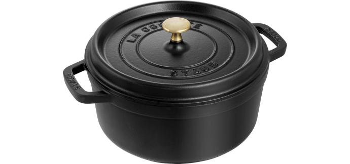 Amazon: Cocotte Ronde en Fonte émaillée Staub - Noir, 26cm, 5.25L à 159€ (au lieu de 226€)