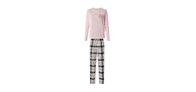 LIDL: ESMARA® Pyjama femme - Flanelle, coton, rose, XL (46/48) à 7,99€ (au lieu de 9,99€)
