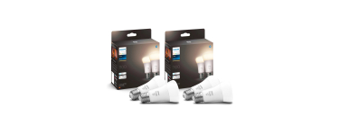 Amazon: Pack de 4 ampoules connectées Philips Hue A60 E27 - 1100 lm, blanc chaud, Bluetooth et Matter à 31,9