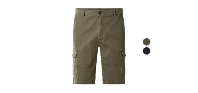 LIDL: ESMARA MEN Bermuda cargo homme - 98% coton, poches cargo à 6,99€ (au lieu de 16,99€)