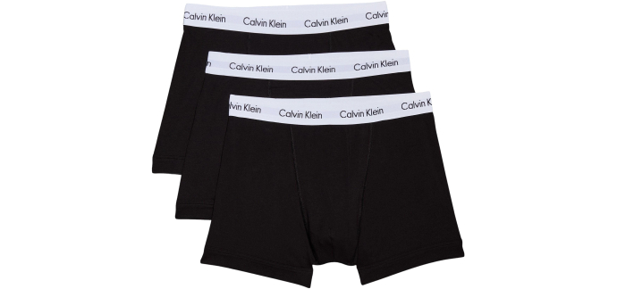 Amazon: Lot de 3 boxers homme Calvin Klein - Noir, taille M à 22,36€ (au lieu de 28,62€)