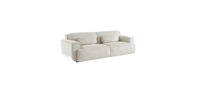 Sweeek: Canapé 3 places velours côtelé blanc crème à 489,99€ (au lieu de 699,99€)