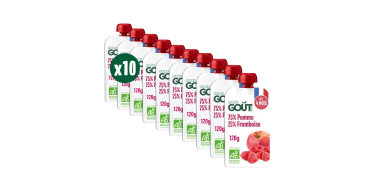 Amazon: Gourdes Pomme Framboise Good Goût - Purée Bébé, Sans Sucres Ajoutés, Fabriqué En France, 10x120g à 7