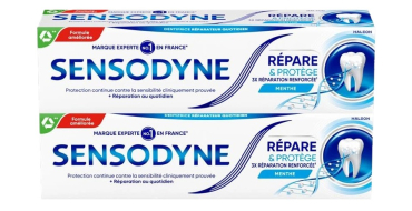 Amazon: Lot de 2 Tubes de 75ml de Dentifrice Sensodyne - Répare & Protège, Dents Sensibles, Menthe à 4,42€
