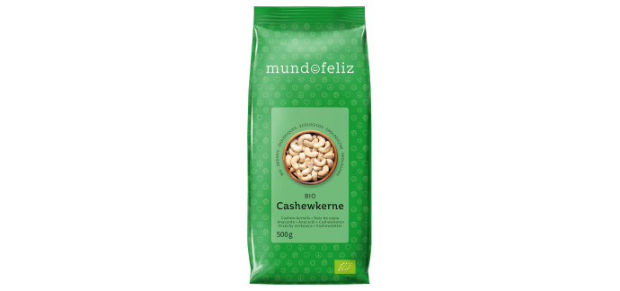Amazon: Lot de 2 sachets de noix de cajou bio entières Mundo Feliz - 2x 500g à 12,57€ (au lieu de 20,31€) (v