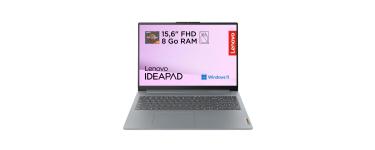 Amazon: PC Portable 15,8" Lenovo IdeaPad Slim 3 - Ryzen 3, 8 Go RAM, 512 Go SSD, Windows 11 à 369,99€