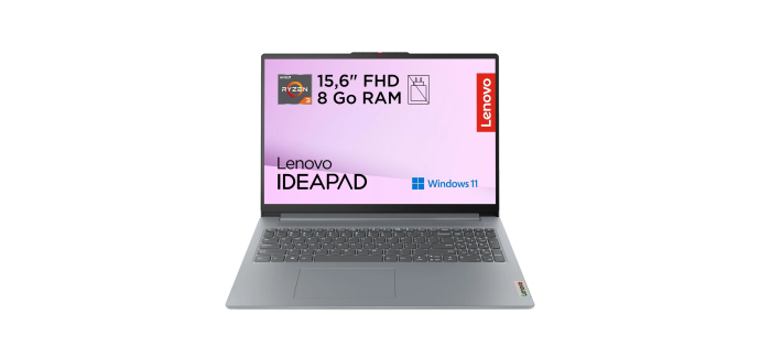 Amazon: PC Portable 15,8" Lenovo IdeaPad Slim 3 - Ryzen 3, 8 Go RAM, 512 Go SSD, Windows 11 à 369,99€