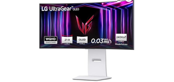 Amazon: Ecran PC 34" LG Ultragear 34GS95QE-W.AEU - UWQHD, OLED 240 Hz, incurvé 800R à 599,99€