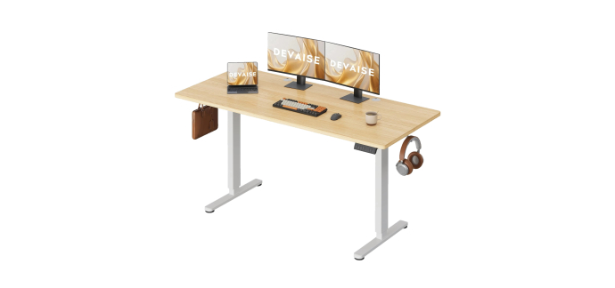 Amazon: Bureau Assis-Debout Devaise - 160x70cm, Moteur Silencieux, 3 Mémoires à 84,99€ (au lieu de 139,32€)