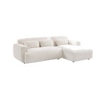 Sweeek: Canapé 3 places angle droit tissu bouclette crème à 719,99€ (au lieu de 899,99€)