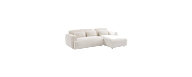 Sweeek: Canapé 3 places angle droit tissu bouclette crème à 719,99€ (au lieu de 899,99€)