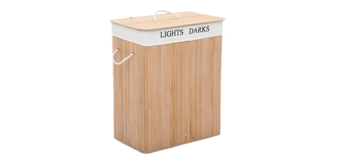 JoyBuy: JOYFURNOS Panier à linge en bambou 2 compartiments 100L pliable à 19,96€ (au lieu de 29,07€)