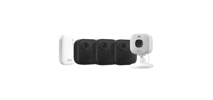 Amazon: Lot de 3 Caméras Blink Outdoor 4 + Blink Mini 2K+ avec module de synchronisation à 66,99€