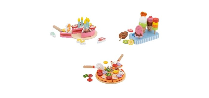 LIDL: LUPILU® Ensemble d'aliments en bois - Gâteau, glace ou pizza à 4,99€ (au lieu de 5,99€)