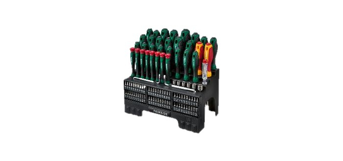 LIDL: PARKSIDE Jeu de tournevis et d'embouts 101 pièces - 2 tournevis 1000 V, testeur VDE à 14,99€