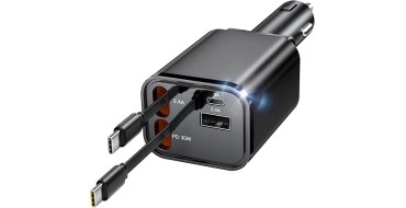 Amazon: Chargeur allume-cigare Aimtel 69 W - 4 ports, 2 câbles rétractables à 9,99€ (au lieu de 16,96€)