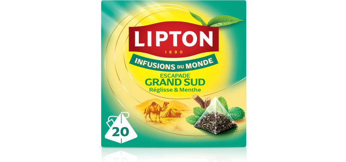 Amazon: Lot de 20 Sachets Infusion du Monde Lipton Escapade Grand Sud à 0,97€ (au lieu de 1,22€)