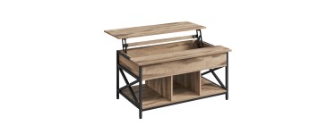 Amazon: Table basse relevable Vasagle marron chêne à 68,99€ (au lieu de 85,04€)