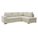 Cdiscount: Canapé d'angle convertible réversible NIRVANA 4/5 places - Velours côtelé Beige - Coffre de rangemen