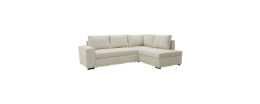 Cdiscount: Canapé d'angle convertible réversible NIRVANA 4/5 places - Velours côtelé Beige - Coffre de rangemen