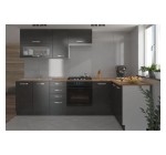 Cdiscount: LASSEN Cuisine complète d'angle 240x165 cm - 8 éléments - Gris Matera à 549,99€ (au lieu de 599,99€)